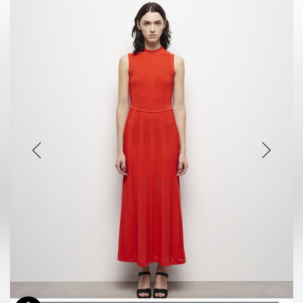 THE KOOPLES LONG PUMPKIN KNIT DRESS IN OPENWORK MESH